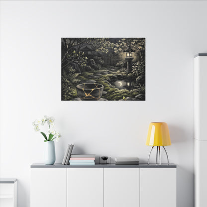 Kintsugi Moonlit Garden in Dappled | Gold Repair Canvas Art