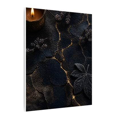 Candlelight Cracked Earth Canvas Art - Dark Japandi Ma