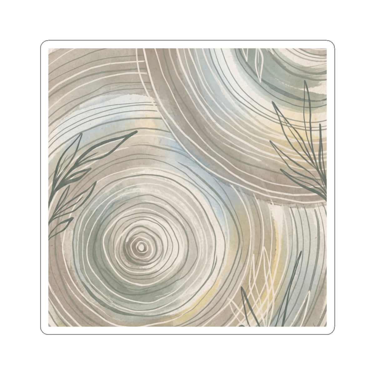 Water Ripple Summer Sticker | Japandi Warm Design Art Print