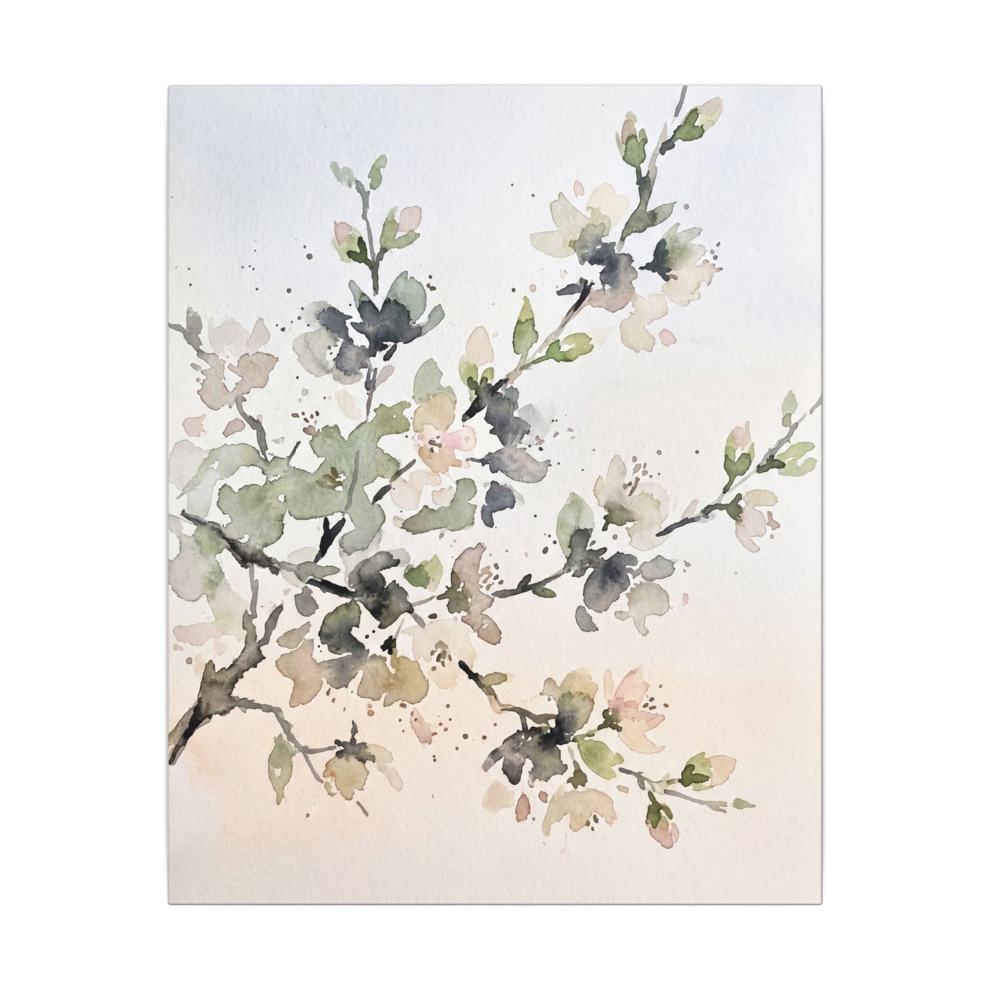 Cherry Blossom Watercolor Canvas Art | Elegant Japandi Art