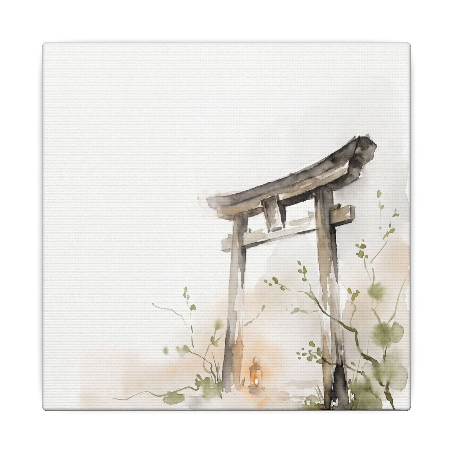 Fukinsei Torii Gate Canvas Art - Japandi Watercolor