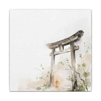Fukinsei Torii Gate Canvas Art - Japandi Watercolor