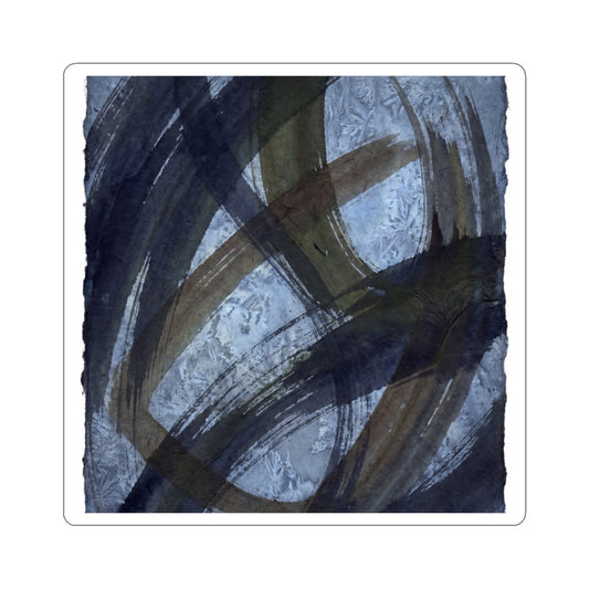 Sophisticated Ink Brushstroke Sticker - Shadow Zen Dark Japandi Art Print