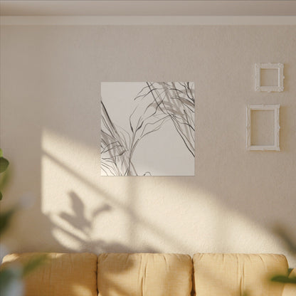 Neutral Shoji Screen Canvas Art - Minimal Line Japandi