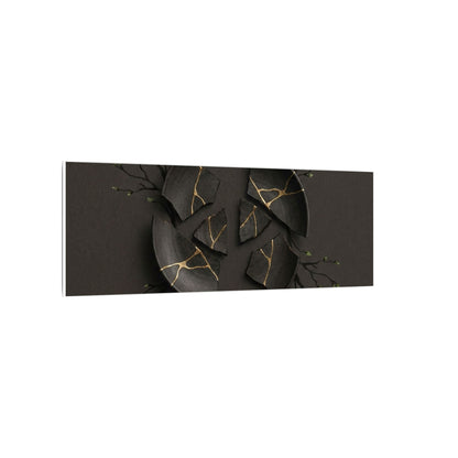 Sophisticated Broken Pottery Canvas Art - Charcoal Ink Dark Japandi