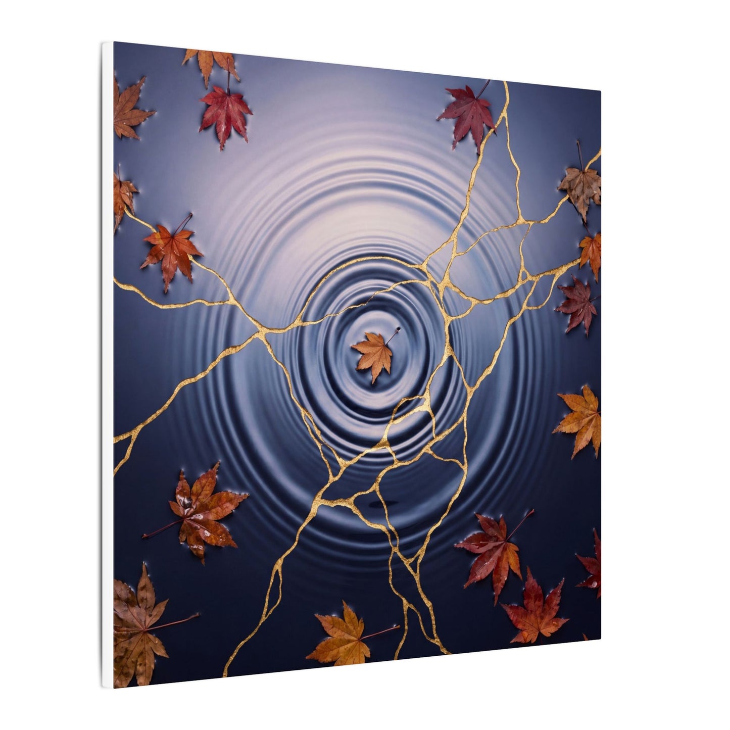 Kintsugi Water Ripple in Dawn | Gold Vein Canvas Art
