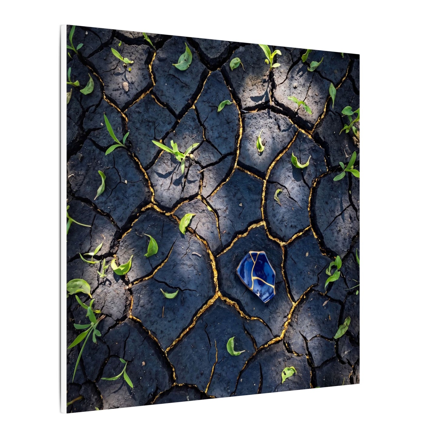 Cracked Earth Canvas Art | Spring Dark Japandi Moody Minimal Art