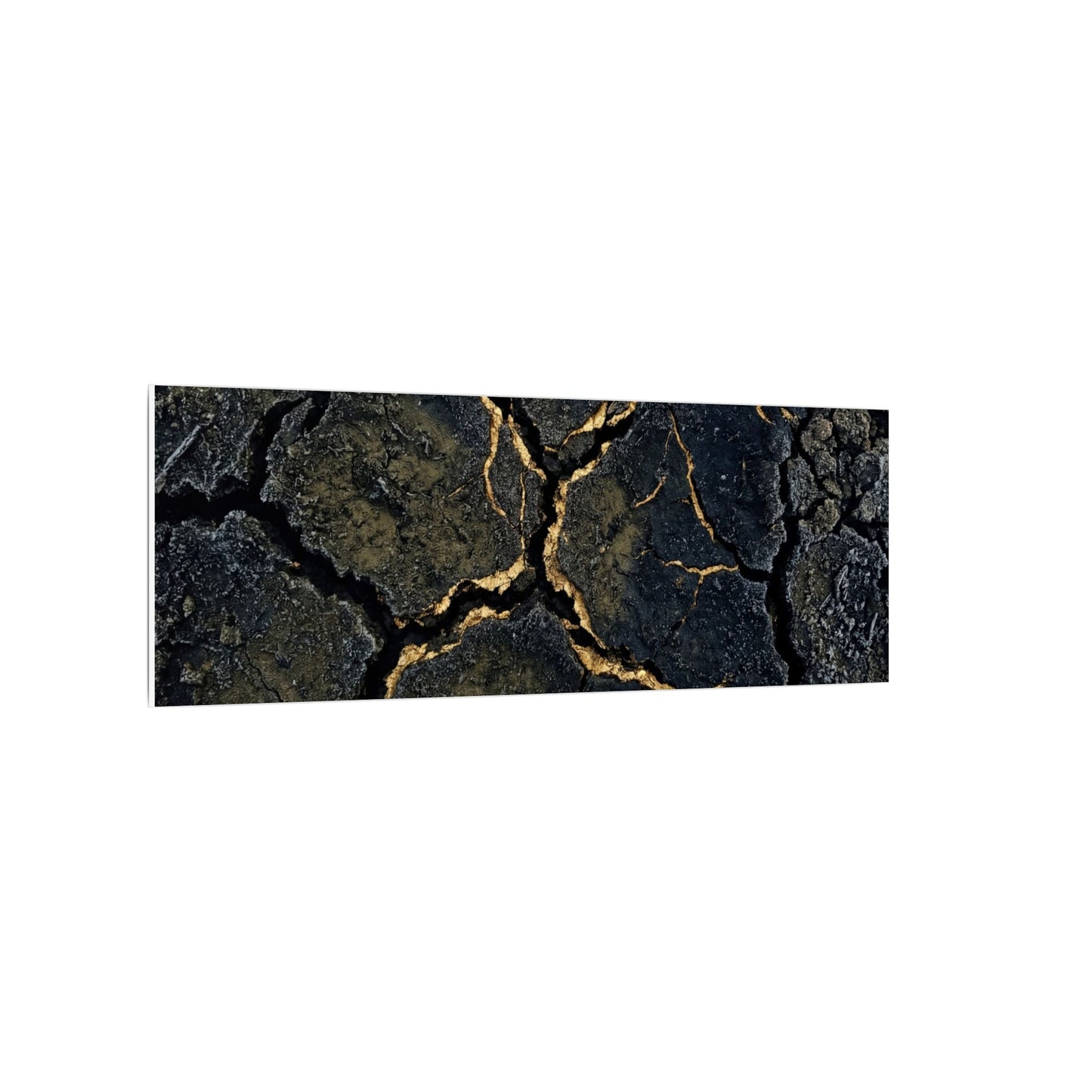 Overcast Cracked Earth Canvas Art - Dark Japandi Ma