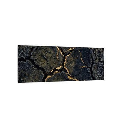 Overcast Cracked Earth Canvas Art - Dark Japandi Ma