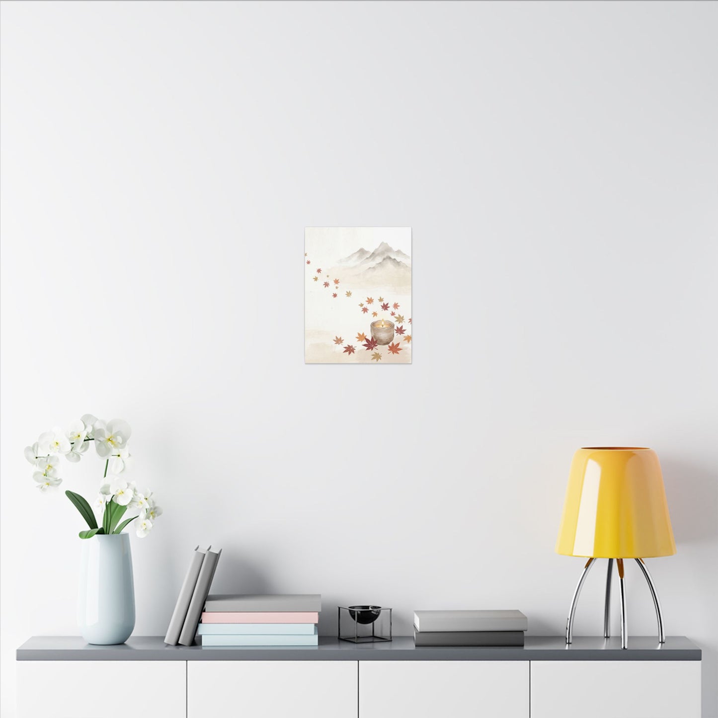 Earthy Mountain Mist Canvas Art - Japanese Pattern Japandi