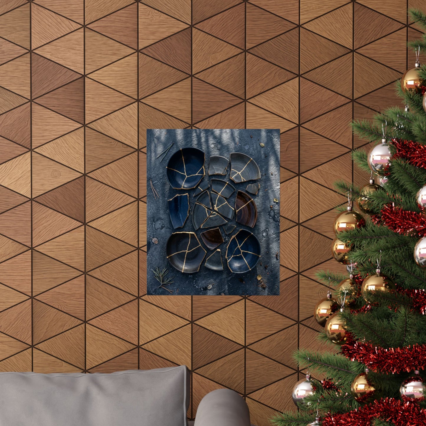 Broken Pottery Wall Art Print | Winter Dark Japandi Shadow Zen Art