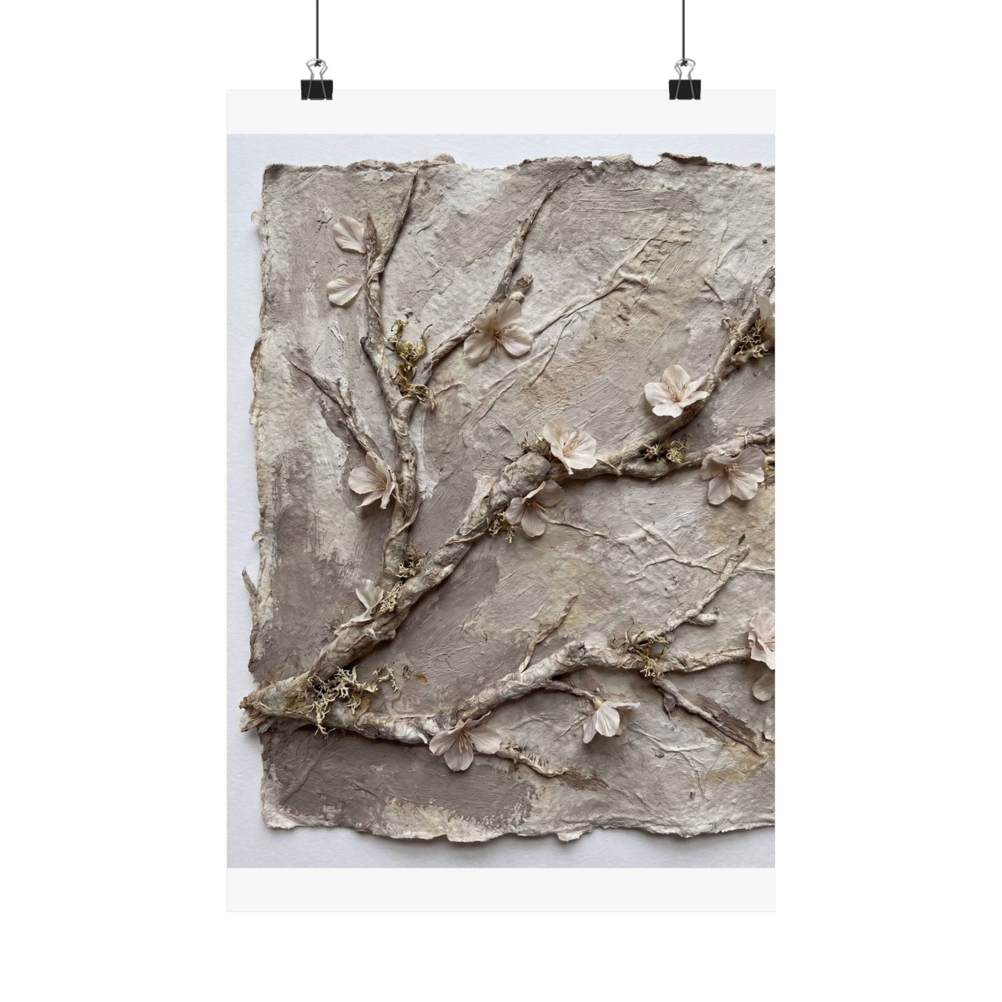 Summer Cherry Blossom Texture Wall Art Print | Neutral Decor