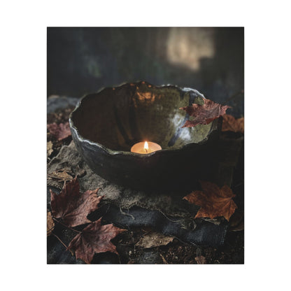 Candlelight Ceramic Bowl Canvas Art - Dark Japandi Kanso