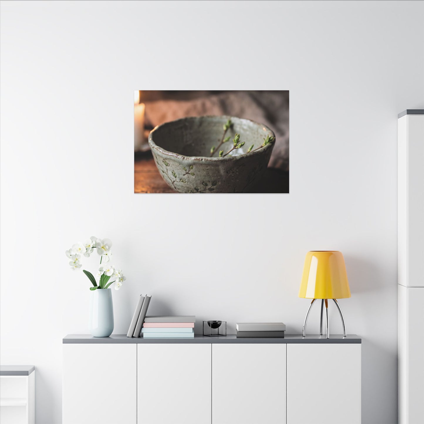 Ceramic Bowl Spring Canvas Art | Japandi Neutral Design