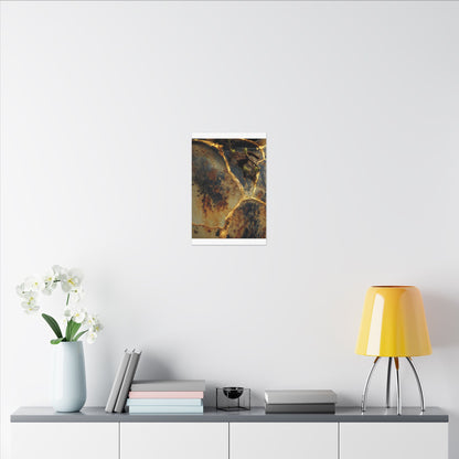 Datsuzoku Rust Patina Canvas Art - Kintsugi Crackle Gold