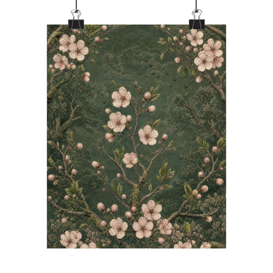 Cherry Blossom Wall Art Print | Spring Cottagecore Vintage Botanical Art