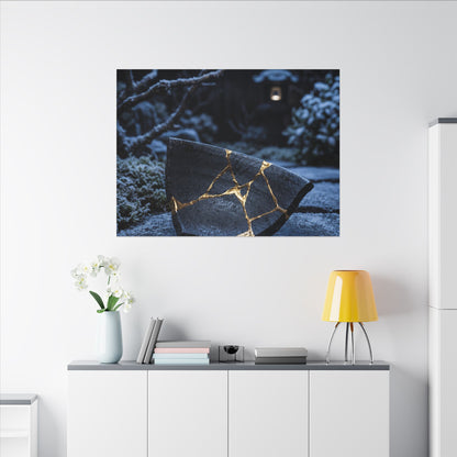 Moonlit Garden Winter Canvas Art | Kintsugi Artful Design