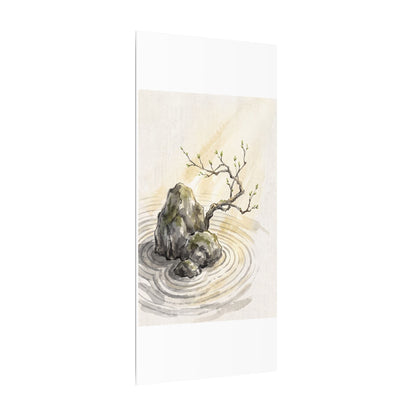 Serene Rock Garden Canvas Art - Sumi E Zen