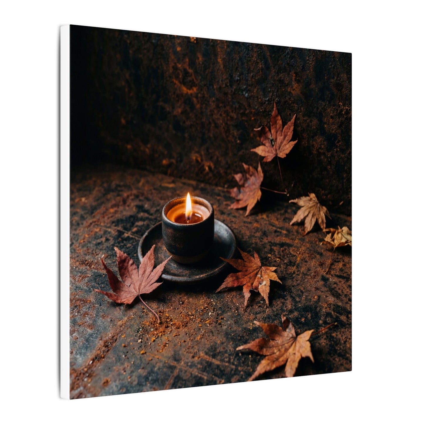 Dark Japandi Rust Patina in Candlelight | Shadow Zen Canvas Art