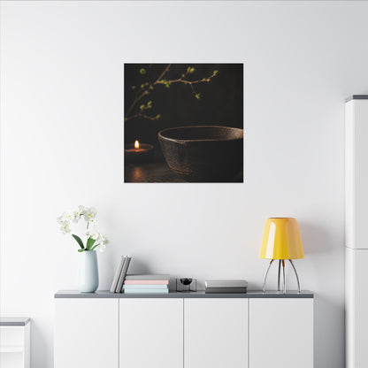 Moody Ceramic Bowl Canvas Art - Shadow Zen Dark Japandi