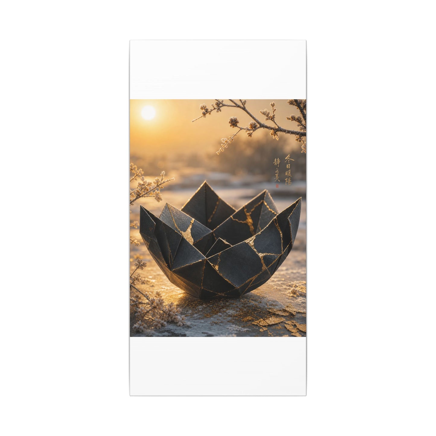 Kintsugi Paper Fold in Golden Hour | Gold Repair Canvas Art