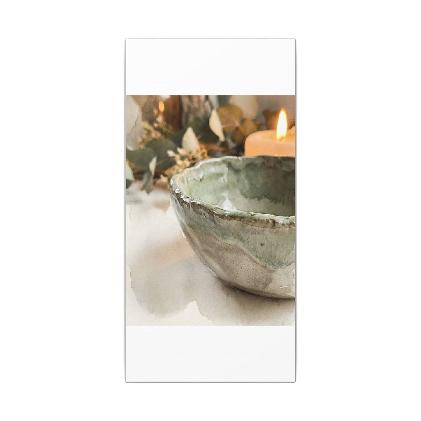 Ceramic Bowl Canvas Art | Summer Japandi Watercolor Art