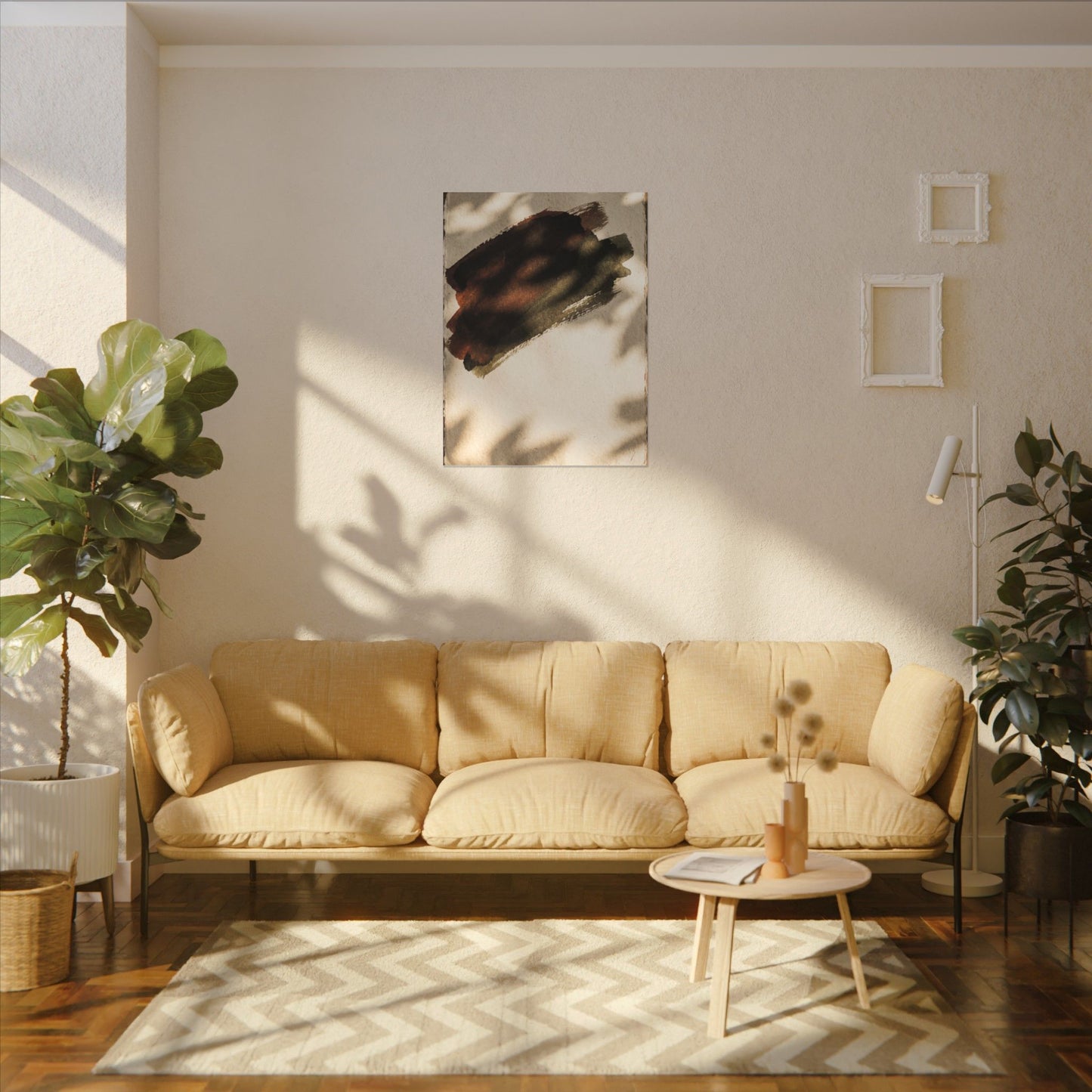 Ink Brushstroke Canvas Art | Summer Dark Japandi Moody Minimal Art
