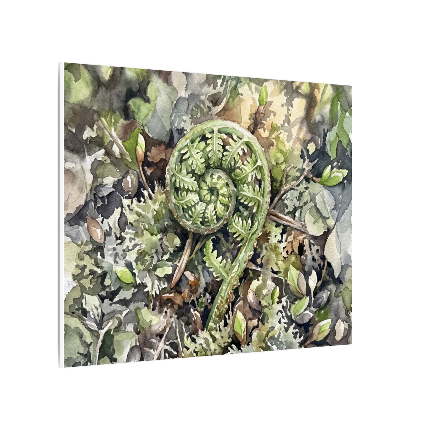 Fern Unfurling Spring Canvas Art | Japandi Neutral Design