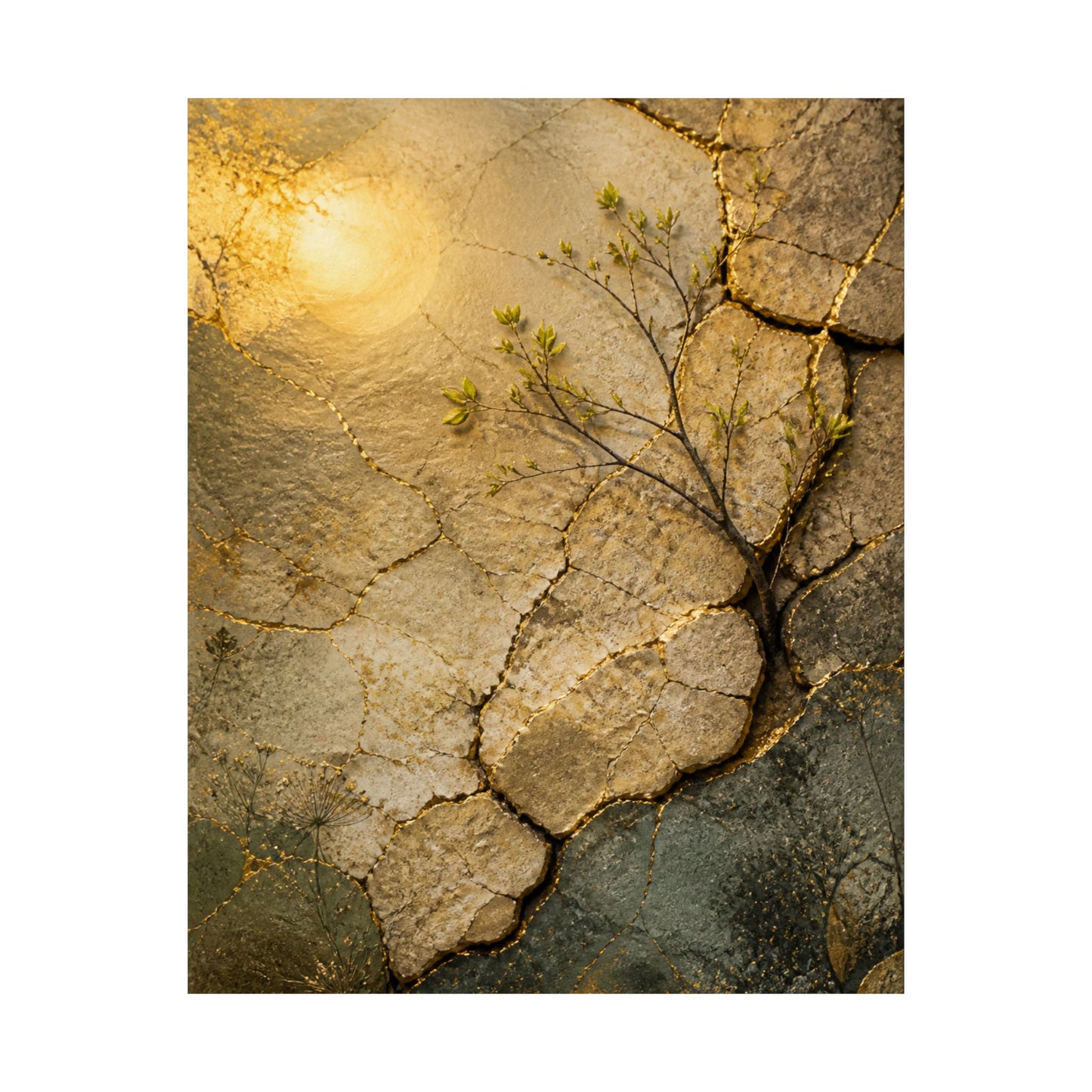 Cracked Earth Texture Wall Art Print | Earthy Japandi Art