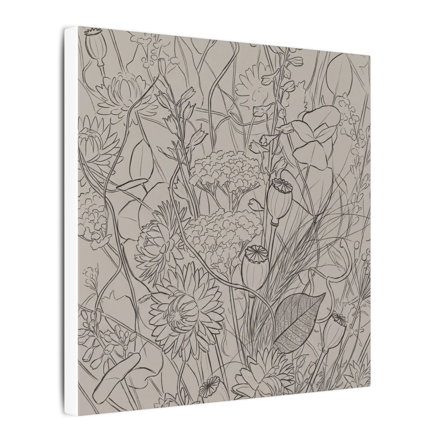 Summer Dried Flowers Minimal Line Canvas Art | Elegant Decor