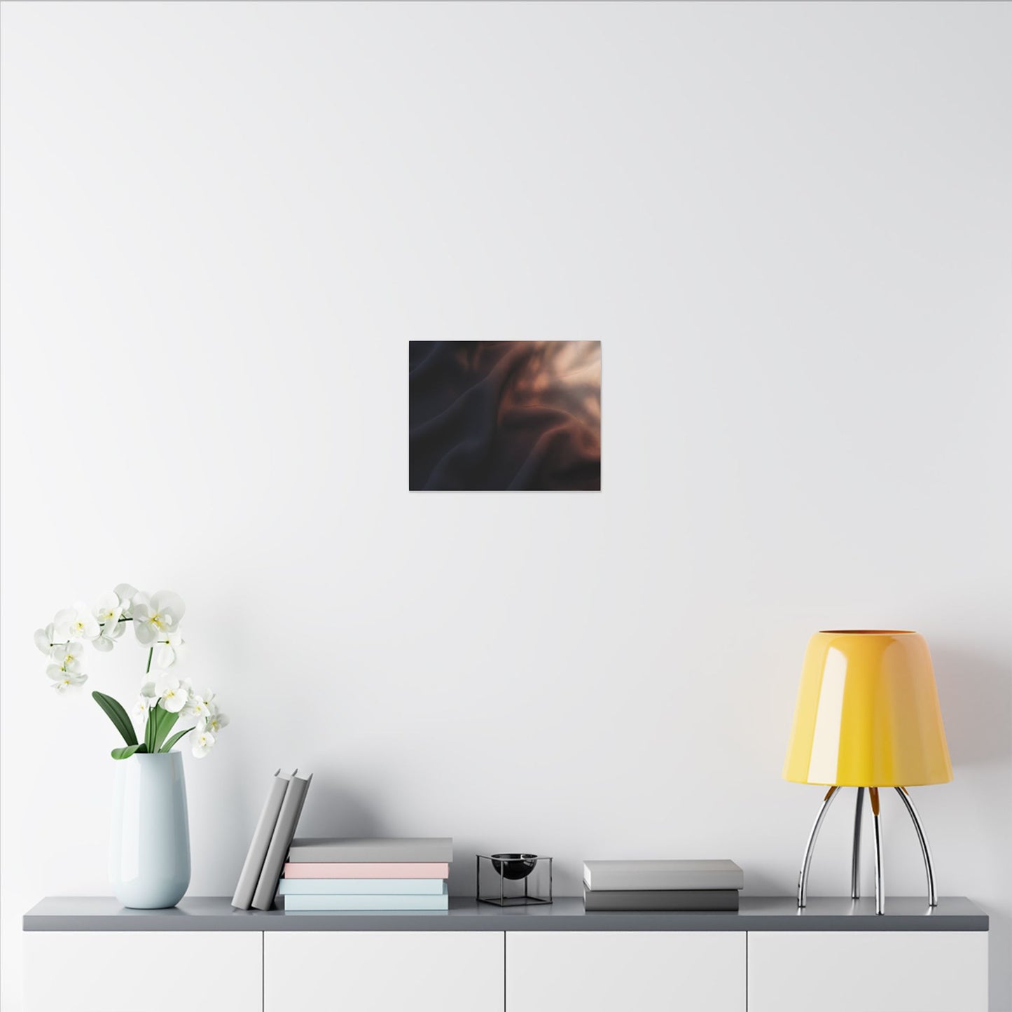 Dark Japandi Silk Drape in Dawn | Shadow Zen Canvas Art