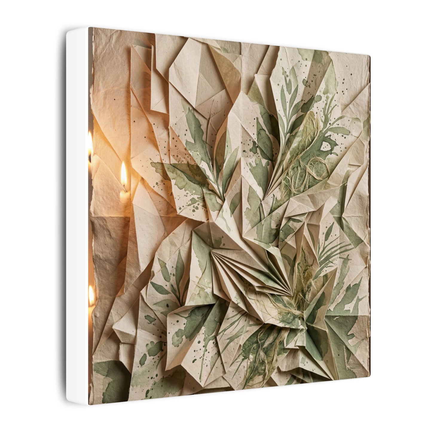 Japandi Paper Fold in Candlelight | Texture Canvas Art