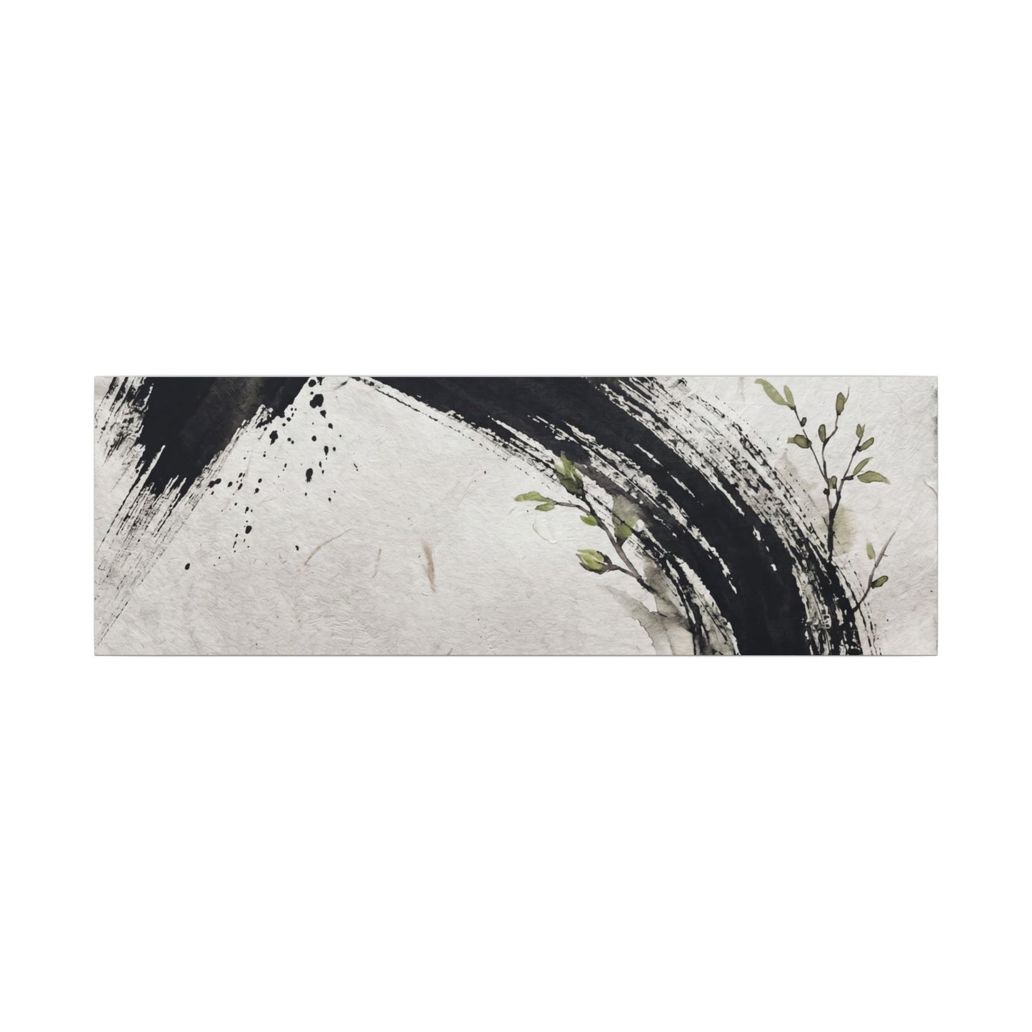 Ink Brushstroke Spring Canvas Art | Dark Japandi Sophisticated Design