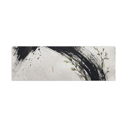 Ink Brushstroke Spring Canvas Art | Dark Japandi Sophisticated Design