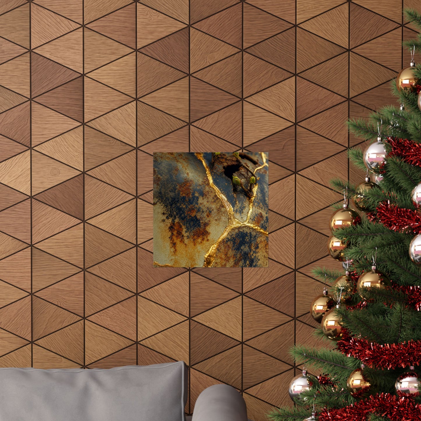 Healing Rust Patina Wall Art Print - Crackle Gold Kintsugi