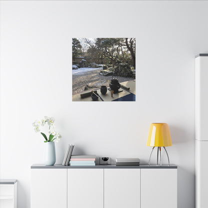 Winter Tea Ceremony Karesansui Canvas Art | Serene Decor
