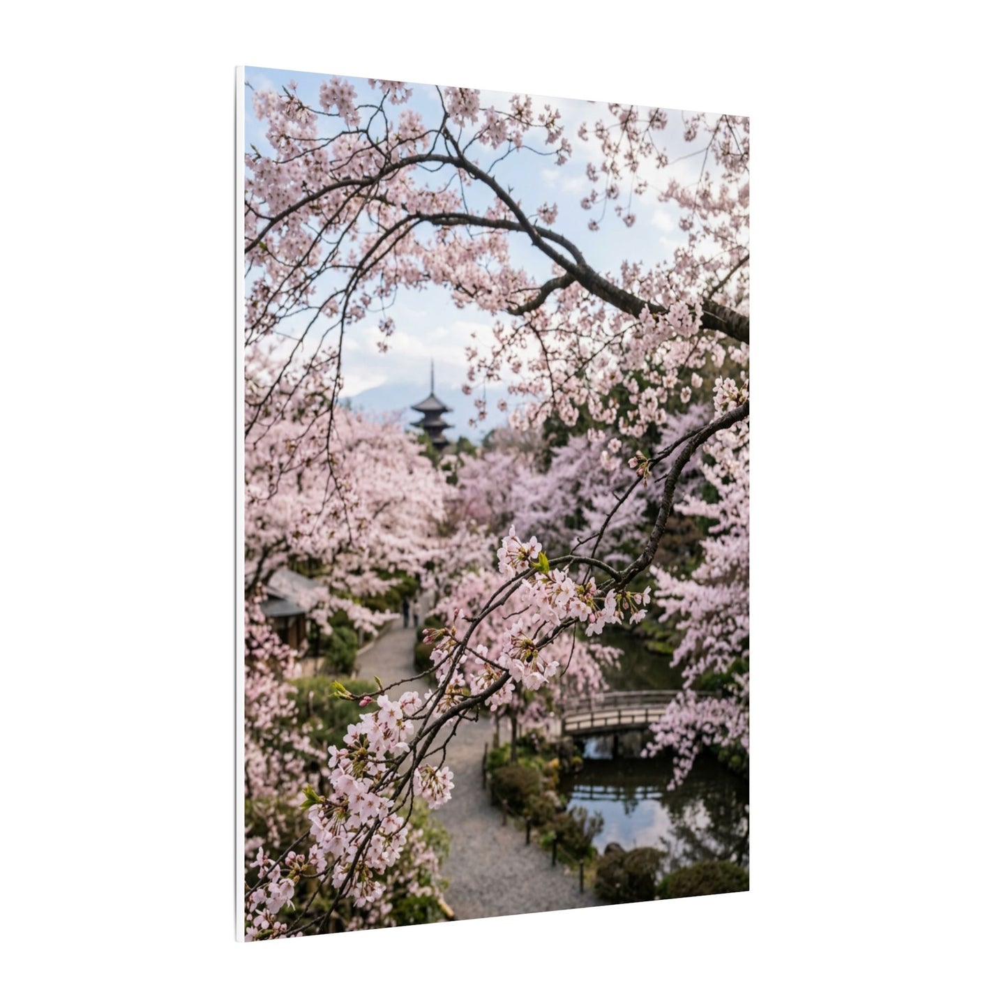 Fukinsei Cherry Blossom Canvas Art - Dark Japandi Moody Minimal