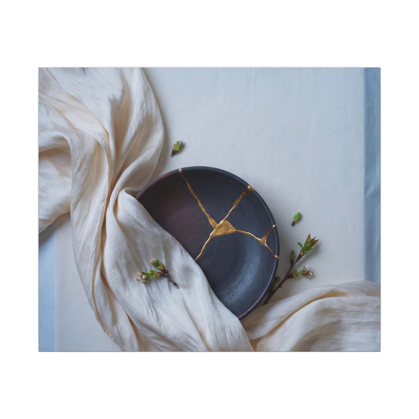 Ma Silk Drape Canvas Art - Kintsugi Gold Repair