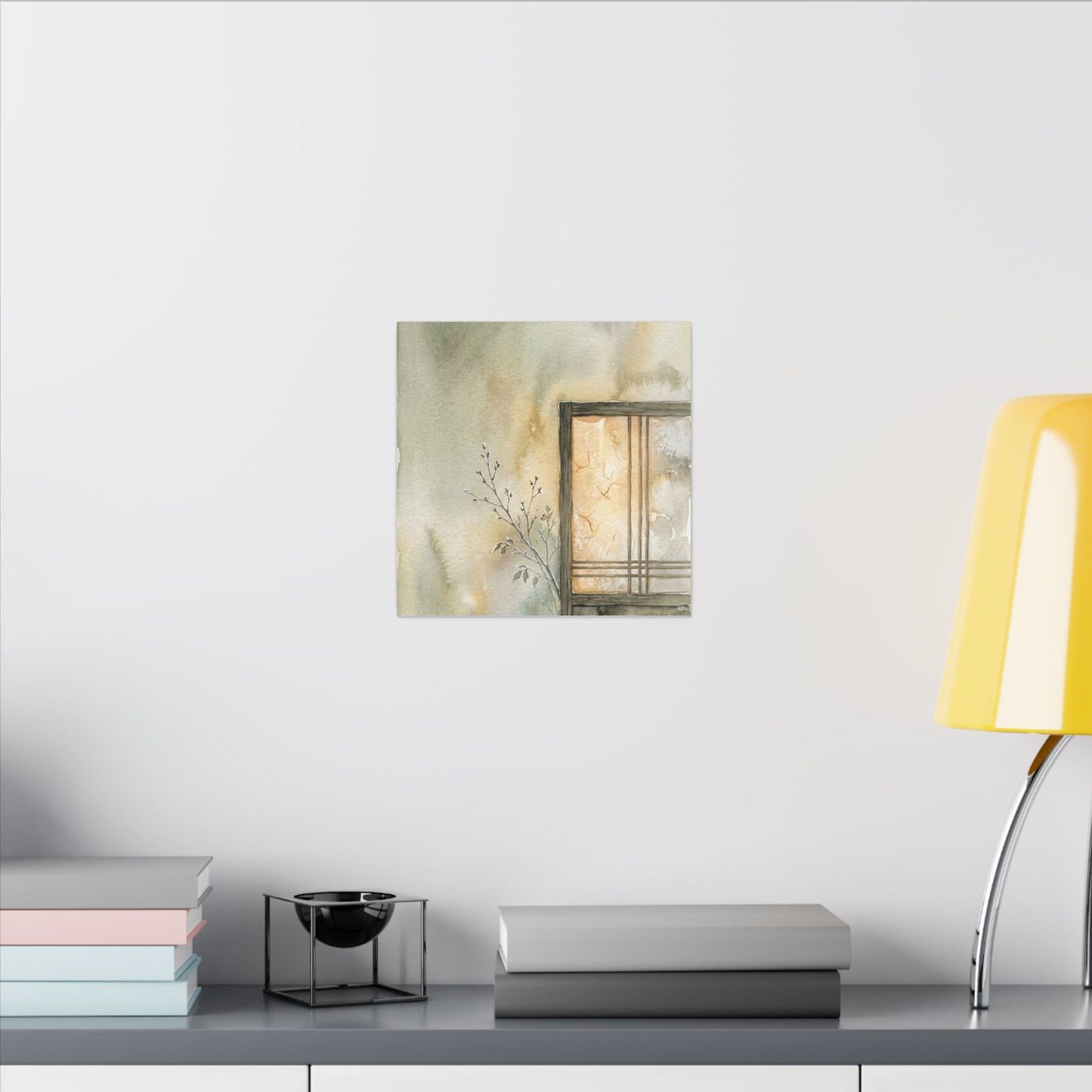 Ma Shoji Screen Canvas Art - Japandi Watercolor