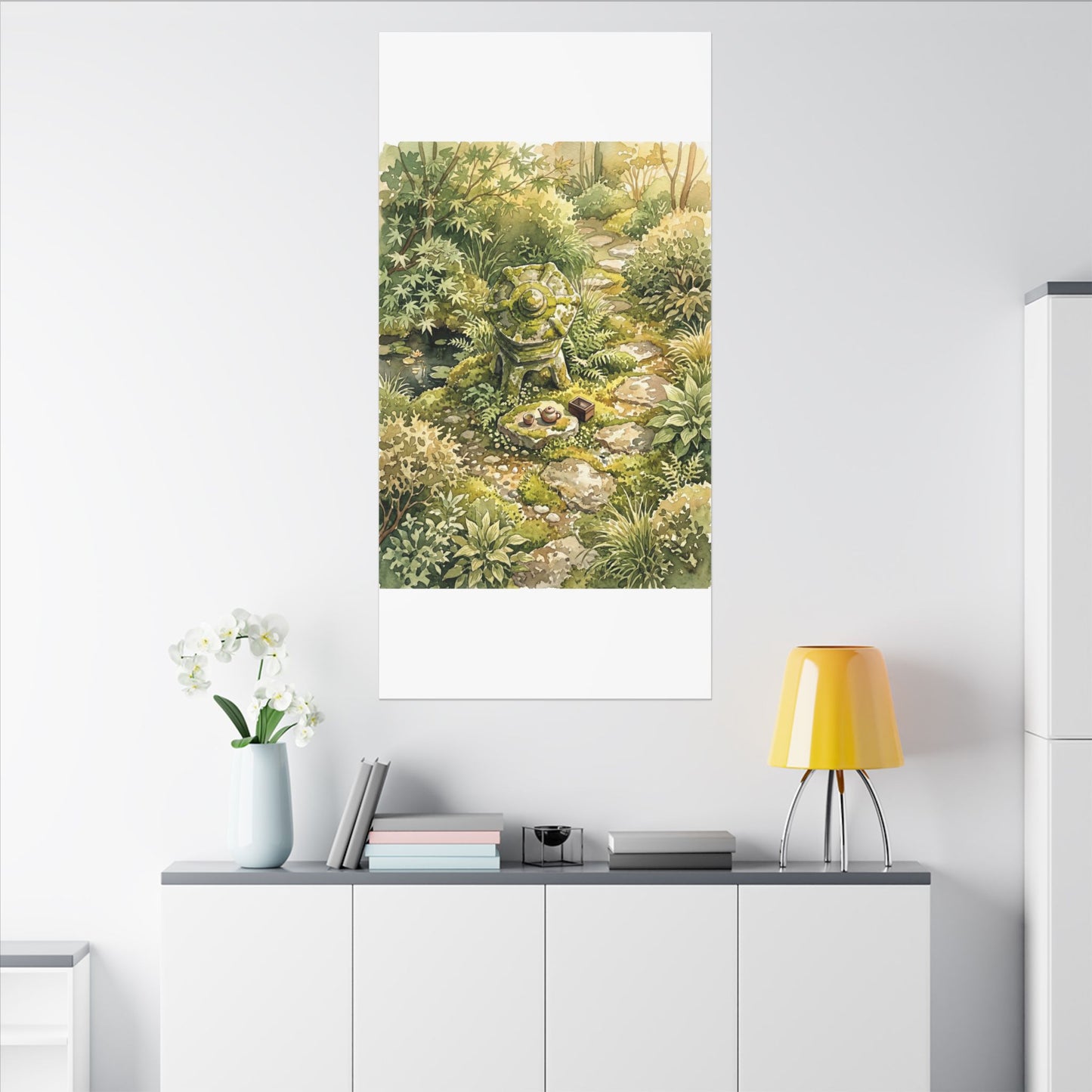Datsuzoku Stone Lantern Canvas Art - Japandi Watercolor