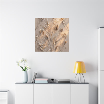 Japandi Dried Flowers in Golden Hour | Watercolor Canvas Art
