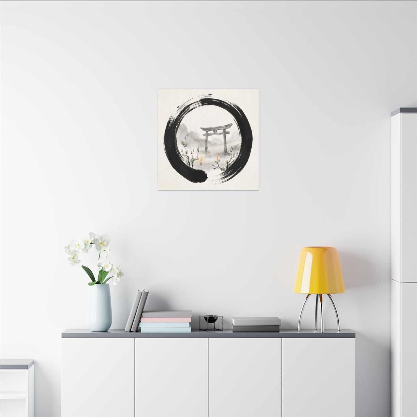 Spring Torii Gate Enso Canvas Art | Tranquil Decor
