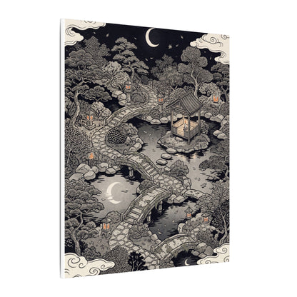 Moonlit Garden Ukiyo E Inspired Canvas Art | Serene Zen Art