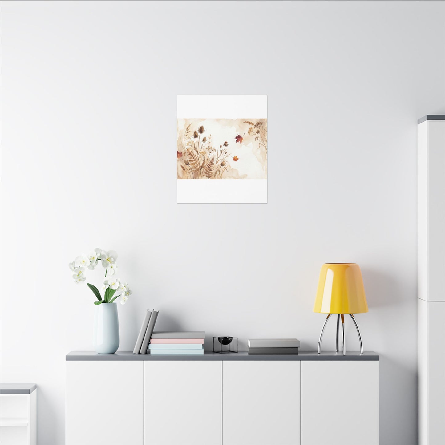 Dried Flowers Canvas Art | Autumn Japandi Watercolor Art