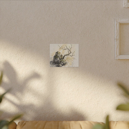 Serene Rock Garden Canvas Art - Sumi E Zen
