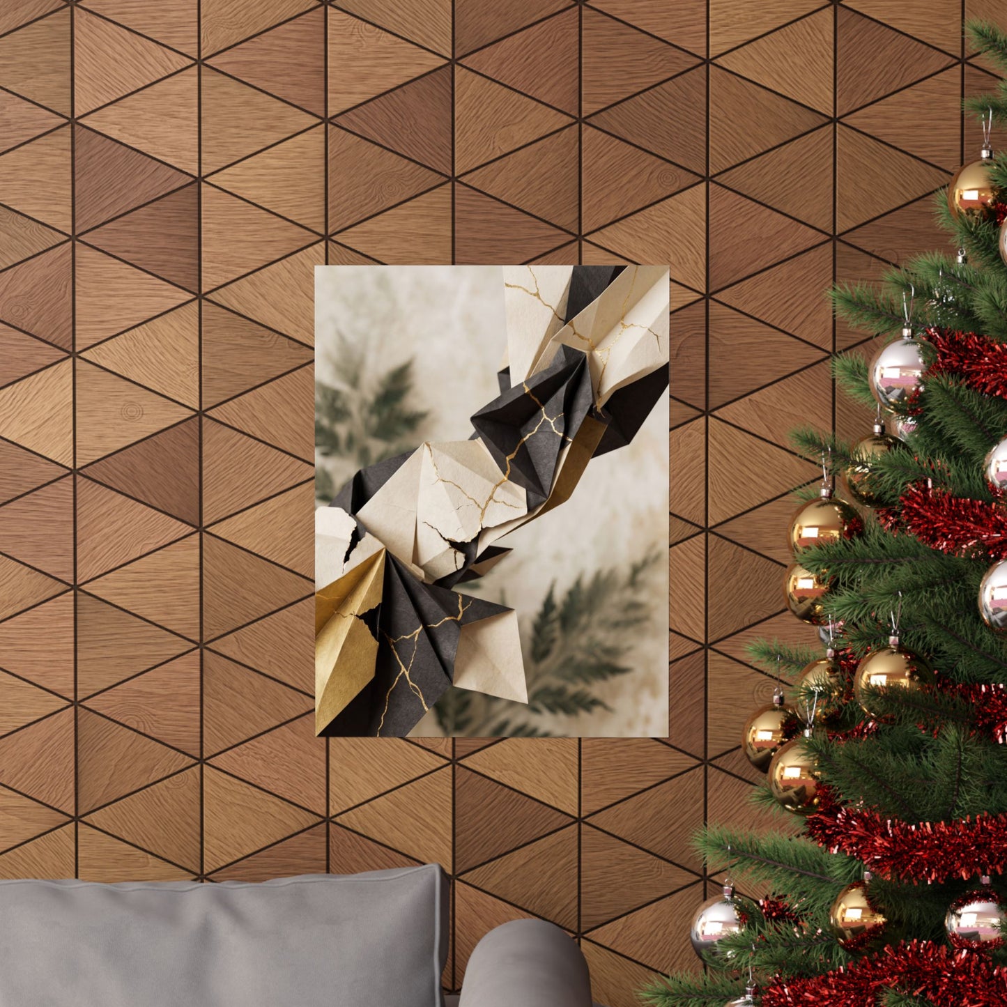 Kintsugi Paper Fold in Overcast | Broken Beauty Wall Art Print