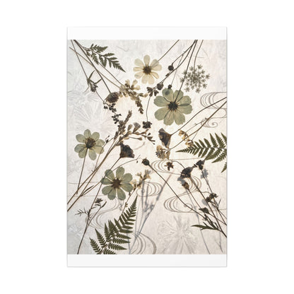 Japandi Dried Flowers in Golden Hour | Japanese Pattern Canvas Art