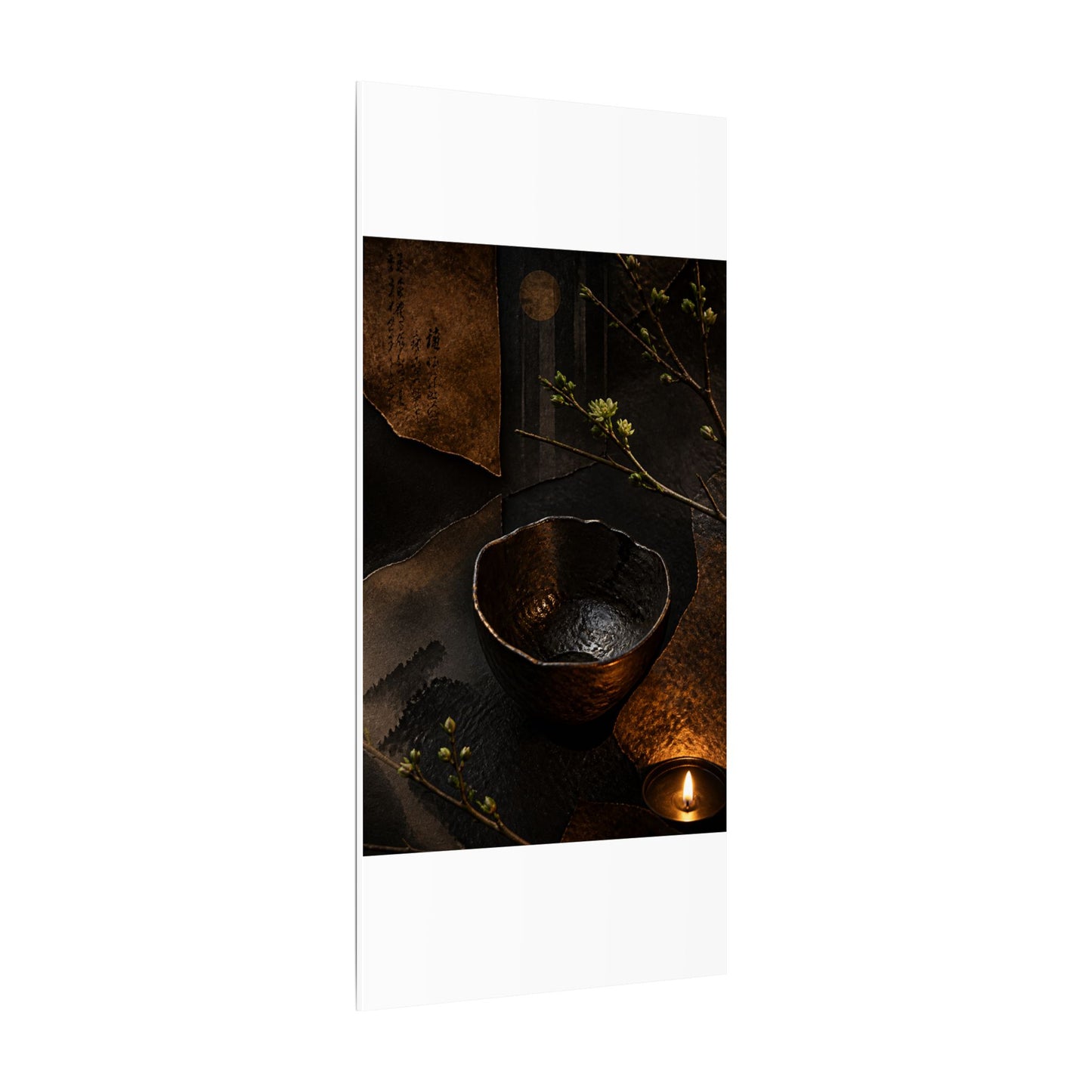 Atmospheric Ceramic Bowl Canvas Art - Shadow Zen Dark Japandi