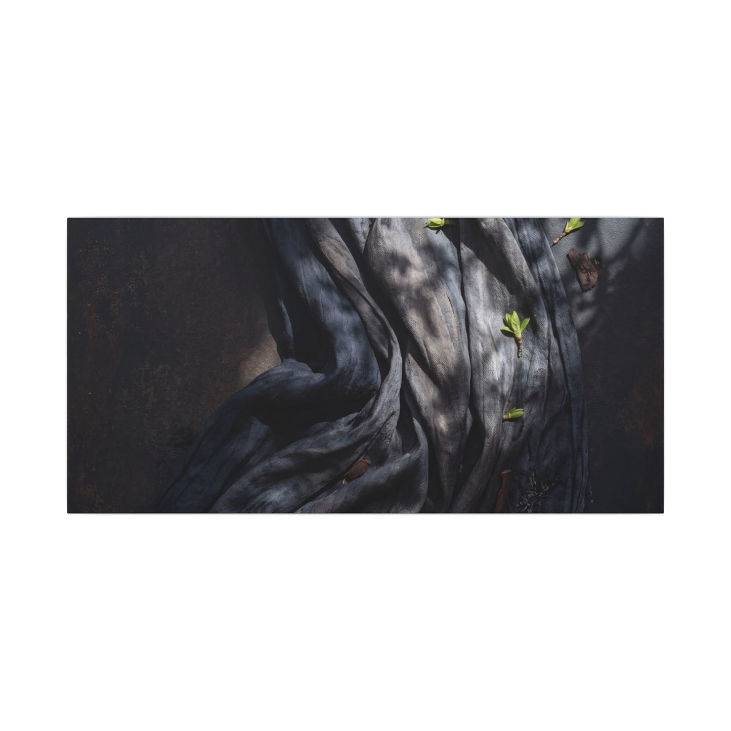 Seijaku Silk Drape Canvas Art - Dark Japandi Dark Texture