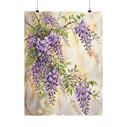 Fukinsei Wisteria Wall Art Print - Japandi Watercolor Art Print